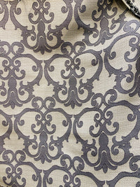 NEW! King Radcliffe Linen Inspired Woven Fabric Grey Damask On Natural Style# JP10001 - Fancy Styles Fabric Pierre Frey Lee Jofa Brunschwig & Fils