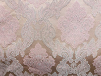 NEW King Rufus Brocade Satin Damask Decorating & Upholstery Fabric- Antique Pink - Fancy Styles Fabric Pierre Frey Lee Jofa Brunschwig & Fils