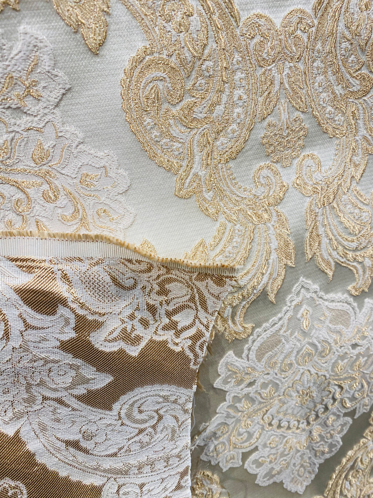 NEW King Rufus Brocade Satin Damask Decorating & Upholstery Fabric- Champagne Gold - Fancy Styles Fabric Pierre Frey Lee Jofa Brunschwig & Fils