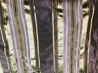 NEW Lady Sarah Designer 100% Silk Taffeta Dupioni Stripes Fabric - Purple Gold 55” Wide - Fancy Styles Fabric Pierre Frey Lee Jofa Brunschwig & Fils