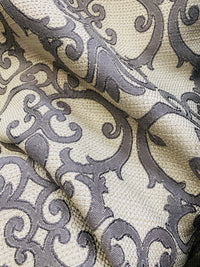 NEW! King Radcliffe Linen Inspired Woven Fabric Grey Damask On Natural Style# JP10001 - Fancy Styles Fabric Pierre Frey Lee Jofa Brunschwig & Fils