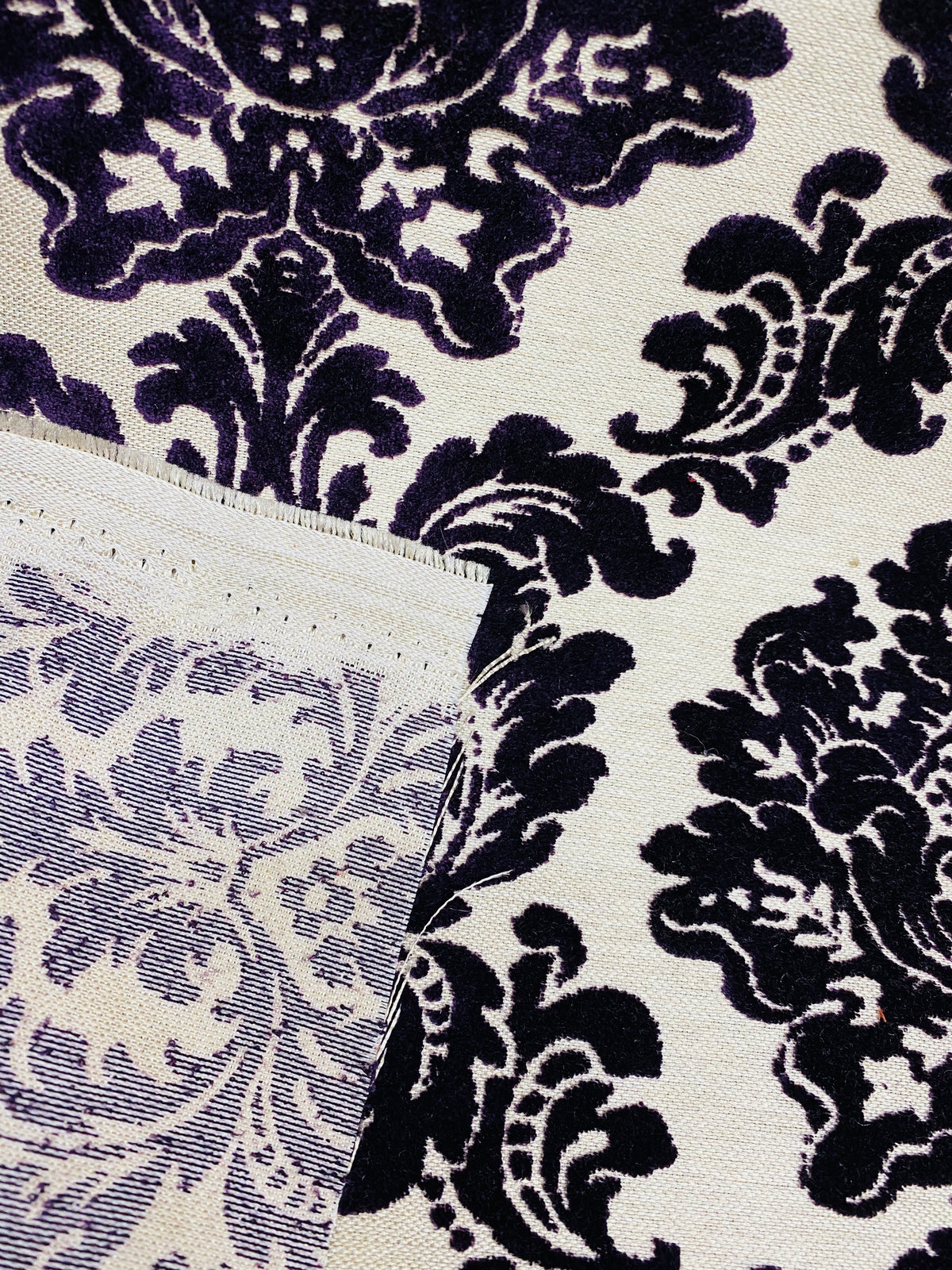 NEW! Duke Gabriel Designer Damask Burnout Chenille Velvet Fabric - Purple - Fancy Styles Fabric Pierre Frey Lee Jofa Brunschwig & Fils