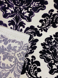 NEW! Duke Gabriel Designer Damask Burnout Chenille Velvet Fabric - Purple - Fancy Styles Fabric Pierre Frey Lee Jofa Brunschwig & Fils