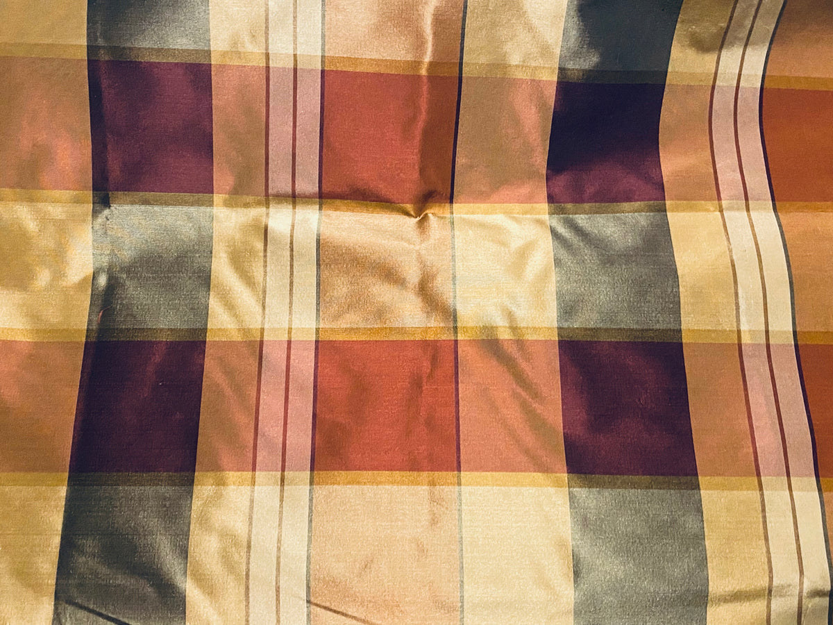 NEW Duchess Dawn 100% Silk Taffeta Plaid Tartan Fabric- SB_1_28 - Fancy Styles Fabric Pierre Frey Lee Jofa Brunschwig & Fils