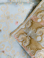 NEW Queen Chantal Novelty Ritz Neoclassical Brocade Dot Satin Fabric - Louis Blue - Fancy Styles Fabric Pierre Frey Lee Jofa Brunschwig & Fils