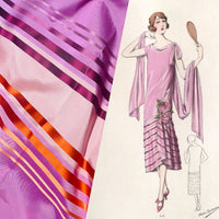 NEW! Lady Clementine 100% Silk Taffeta Ribbon Stripe Fabric - Pink, Red, Lavender SB_1_6 - Fancy Styles Fabric Pierre Frey Lee Jofa Brunschwig & Fils