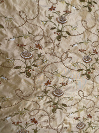 NEW! Queen Dragonia Novelty 100% Silk Dupioni Embroidered Floral Fabric - Gold - Fancy Styles Fabric Pierre Frey Lee Jofa Brunschwig & Fils
