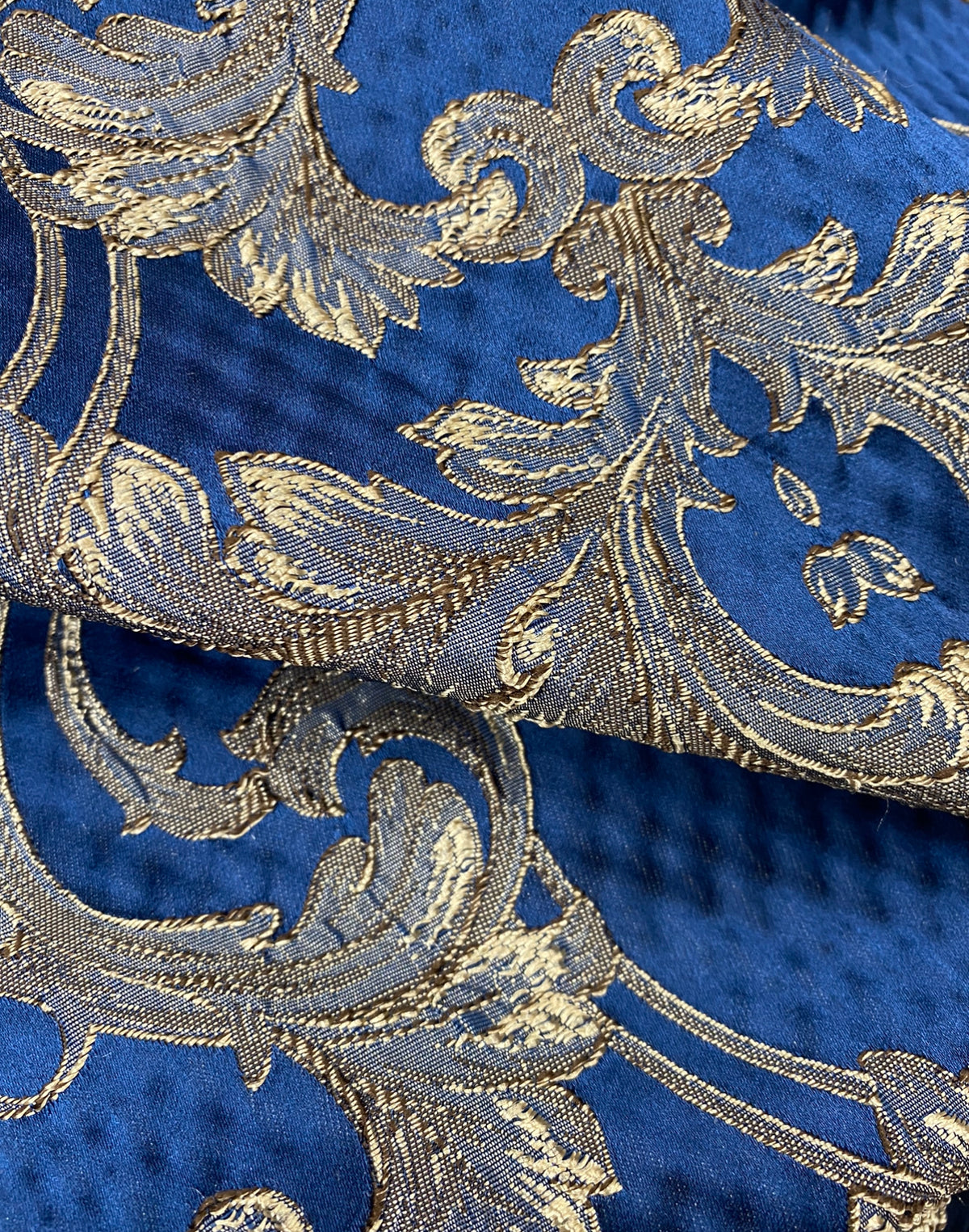 NEW Princess Clara Designer Brocade Upholstery & Drapery Satin Damask Fabric - Jewel Blue - Fancy Styles Fabric Pierre Frey Lee Jofa Brunschwig & Fils