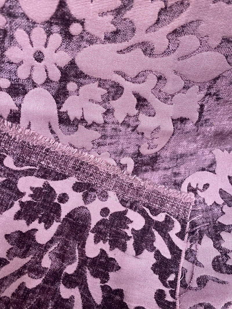 NEW! Lady Vanderbilt Designer Antiqued Chenille Medallion Velvet Fabric - Purple - Upholstery