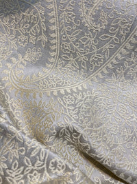 NEW Queen Marley Satin Paisley Jacquard Fabric- Upholstery & Drapery- Grey - Fancy Styles Fabric Pierre Frey Lee Jofa Brunschwig & Fils