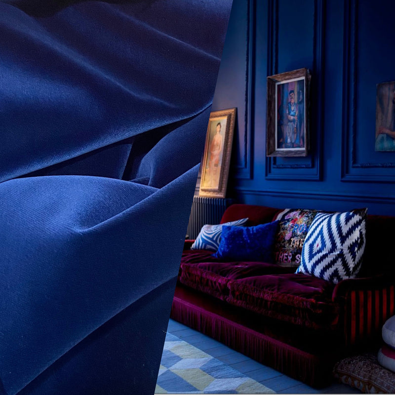 NEW! Prince Oliver Designer 100% Cotton Made In Belgium Upholstery Velvet Fabric Jewel Blue - Fancy Styles Fabric Pierre Frey Lee Jofa Brunschwig & Fils