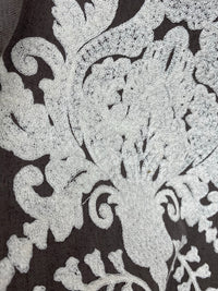 NEW! Lady Lila Novelty Crewel Embroidered Fabric Dark Grey and White - Fancy Styles Fabric Pierre Frey Lee Jofa Brunschwig & Fils