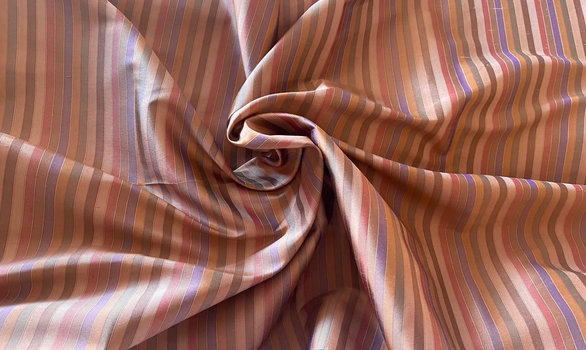 NEW Duchess Roxanne 100% Silk Taffeta - Rose Gold Stripes SB_1_57 - Fancy Styles Fabric Pierre Frey Lee Jofa Brunschwig & Fils