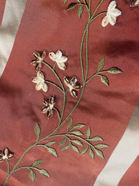 NEW Duchess Litara 100% Silk Taffeta Floral Embroidery Fabric Rust Red - Fancy Styles Fabric Pierre Frey Lee Jofa Brunschwig & Fils