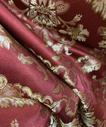 NEW Prince Lucas Designer Brocade Satin Damask Fabric- Red & Gold- Upholstery & Drapery - Fancy Styles Fabric Pierre Frey Lee Jofa Brunschwig & Fils