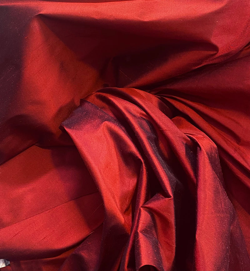 NEW Lady Lisa 100% Silk Taffeta Fabric Solid Red w/ Slight Black Iridescence