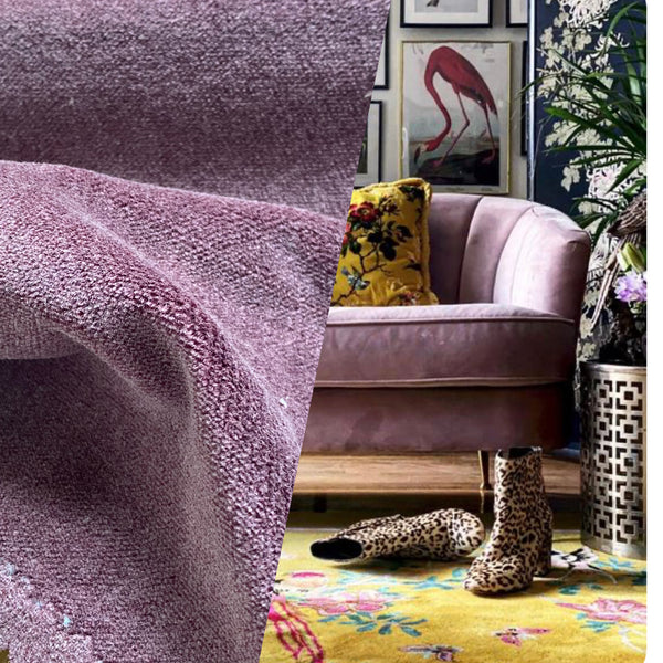 NEW! Princess Piama - Made in England- Soft Solid Cotton Blend Velvet Fabric in Icy Eggplant - Fancy Styles Fabric Pierre Frey Lee Jofa Brunschwig & Fils