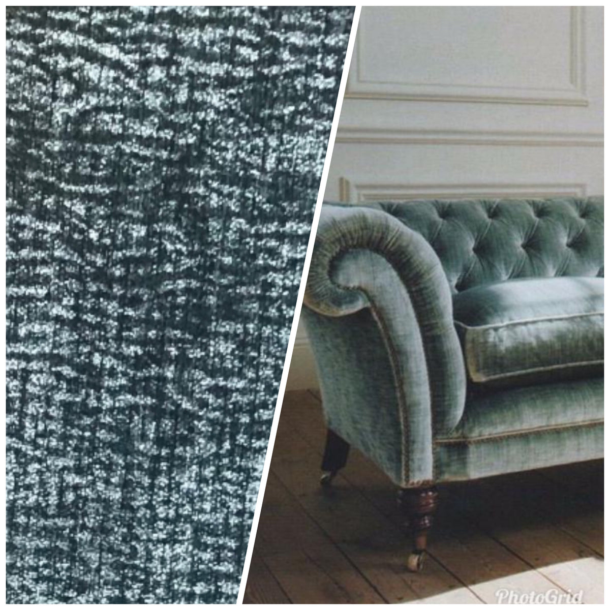 NEW Designer Crushed Velvet Fabric in Dusty Aqua Teal - Fancy Styles Fabric Pierre Frey Lee Jofa Brunschwig & Fils