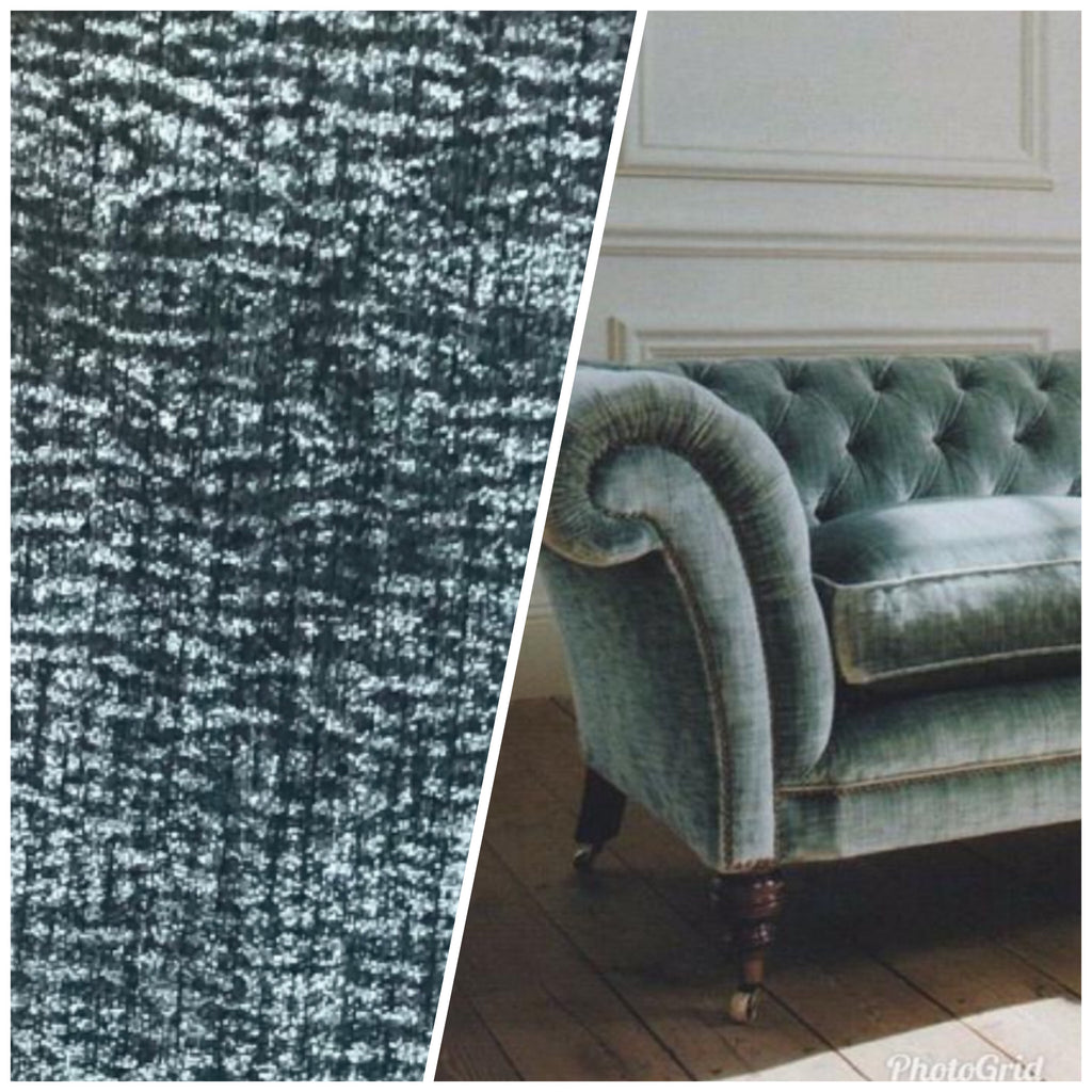 NEW Designer Crushed Velvet Fabric in Dusty Aqua Teal - Fancy Styles Fabric Pierre Frey Lee Jofa Brunschwig & Fils