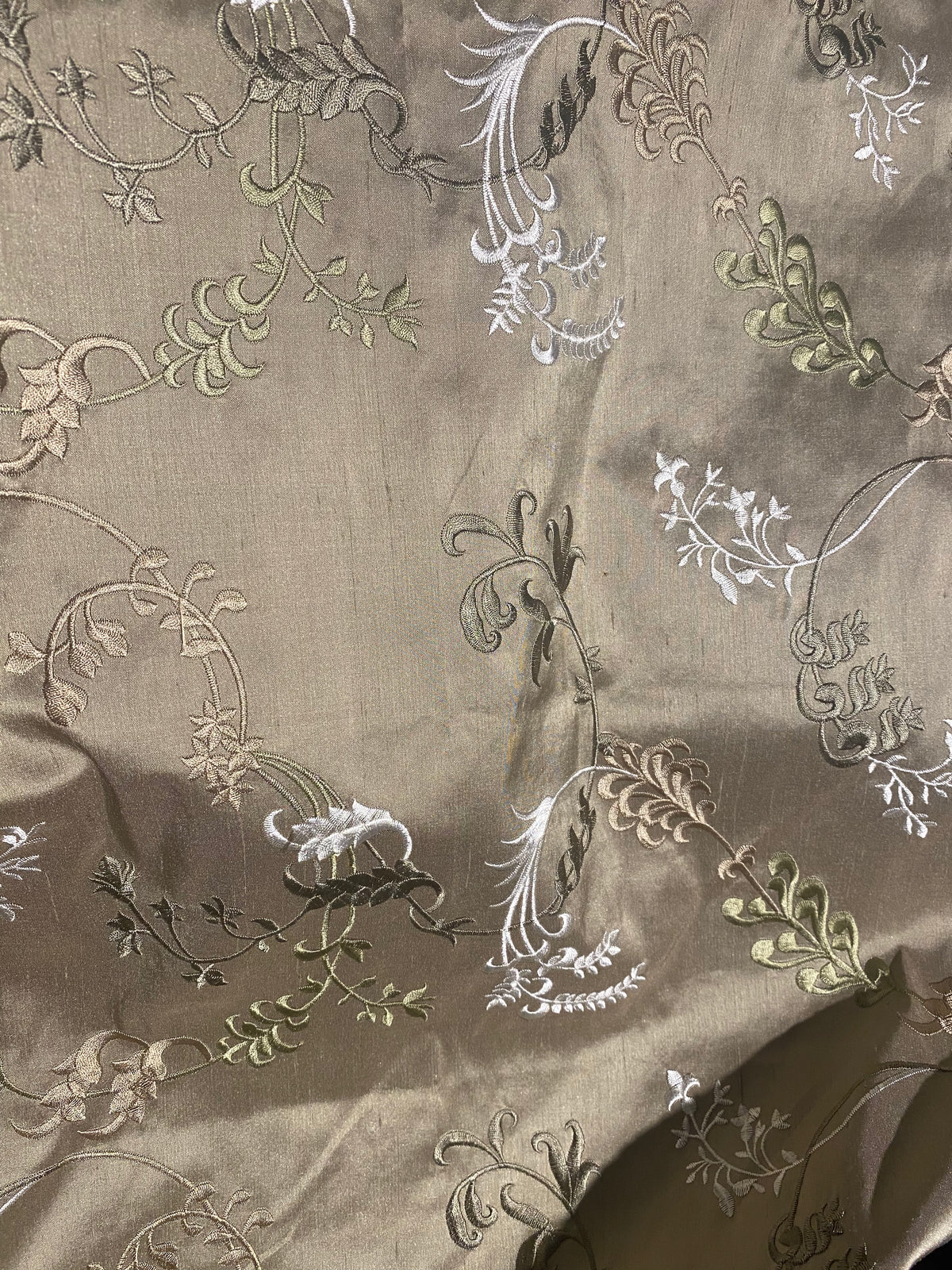 NEW Lady Astro 100% Silk Dupioni Embroidered Fabric - Grey SB_3_13 - Fancy Styles Fabric Pierre Frey Lee Jofa Brunschwig & Fils