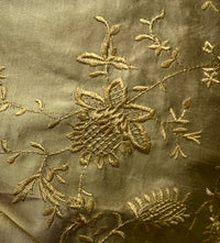 NEW Lady Aster 100% Silk Dupioni Embroidered Floral Fabric - Gold - Fancy Styles Fabric Pierre Frey Lee Jofa Brunschwig & Fils