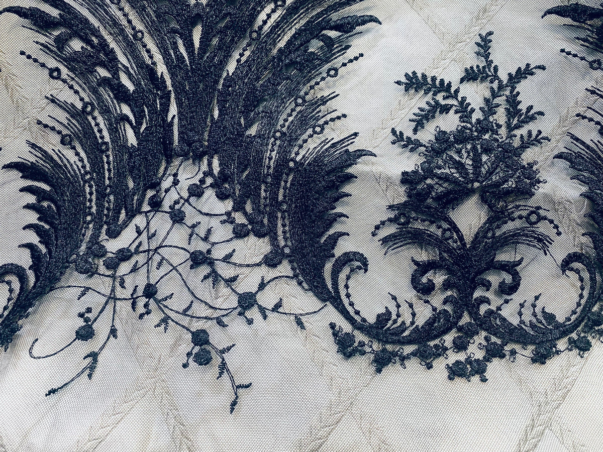NEW Lady Keala French Novelty Lace Mesh Fabric- Black - Fancy Styles Fabric Pierre Frey Lee Jofa Brunschwig & Fils