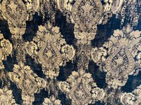 NEW! Duke Dragonus Designer Kilim Rug Inspired Medallion Upholstery Chenille Fabric- Black and Gold - Fancy Styles Fabric Pierre Frey Lee Jofa Brunschwig & Fils
