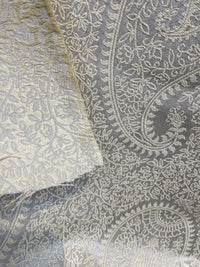 NEW Queen Marley Satin Paisley Jacquard Fabric- Upholstery & Drapery- Grey - Fancy Styles Fabric Pierre Frey Lee Jofa Brunschwig & Fils