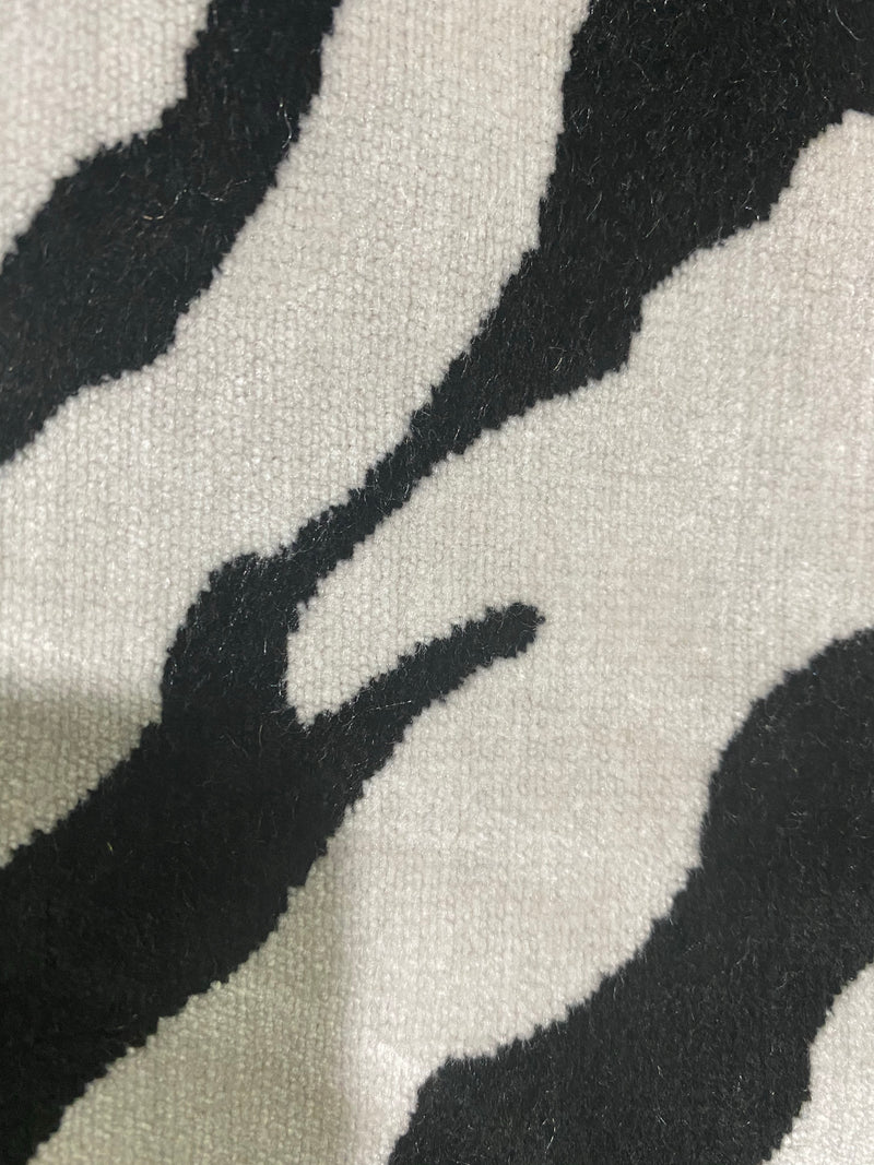 NEW Baroness Matilda Novelty Upholstery Platinum and Black Zebra Velvet- Made in Italy - Fancy Styles Fabric Pierre Frey Lee Jofa Brunschwig & Fils