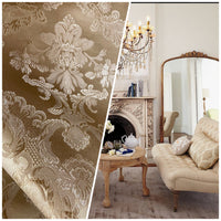 NEW Prince Lucas Designer Damask Satin Fabric- Gold - Upholstery Brocade - Fancy Styles Fabric Pierre Frey Lee Jofa Brunschwig & Fils