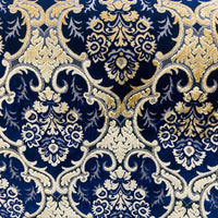 NEW Sir Scott Designer Italian Burnout Medallion Chenille Velvet Fabric Jewel Blue and Beige Yellow- Upholstery - Fancy Styles Fabric Pierre Frey Lee Jofa Brunschwig & Fils