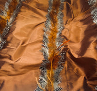 NEW! Queen Liza Novelty Couture 100% Silk Taffeta with Feather Stripes Fabric - Copper - Fancy Styles Fabric Pierre Frey Lee Jofa Brunschwig & Fils