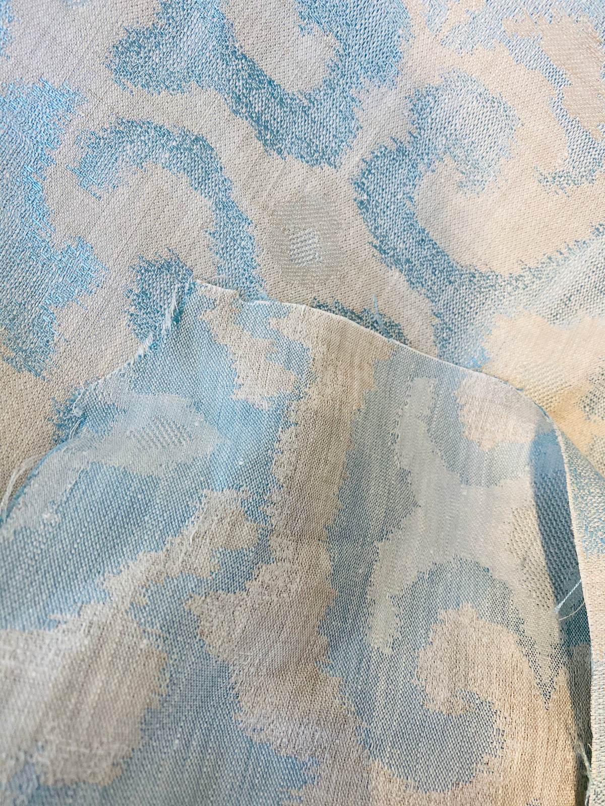 NEW COLOR! Duke Drake Novelty Imported 100% Linen Woven Medallion Fabric Blue and White - Fancy Styles Fabric Pierre Frey Lee Jofa Brunschwig & Fils