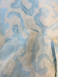 NEW COLOR! Duke Drake Novelty Imported 100% Linen Woven Medallion Fabric Blue and White - Fancy Styles Fabric Pierre Frey Lee Jofa Brunschwig & Fils