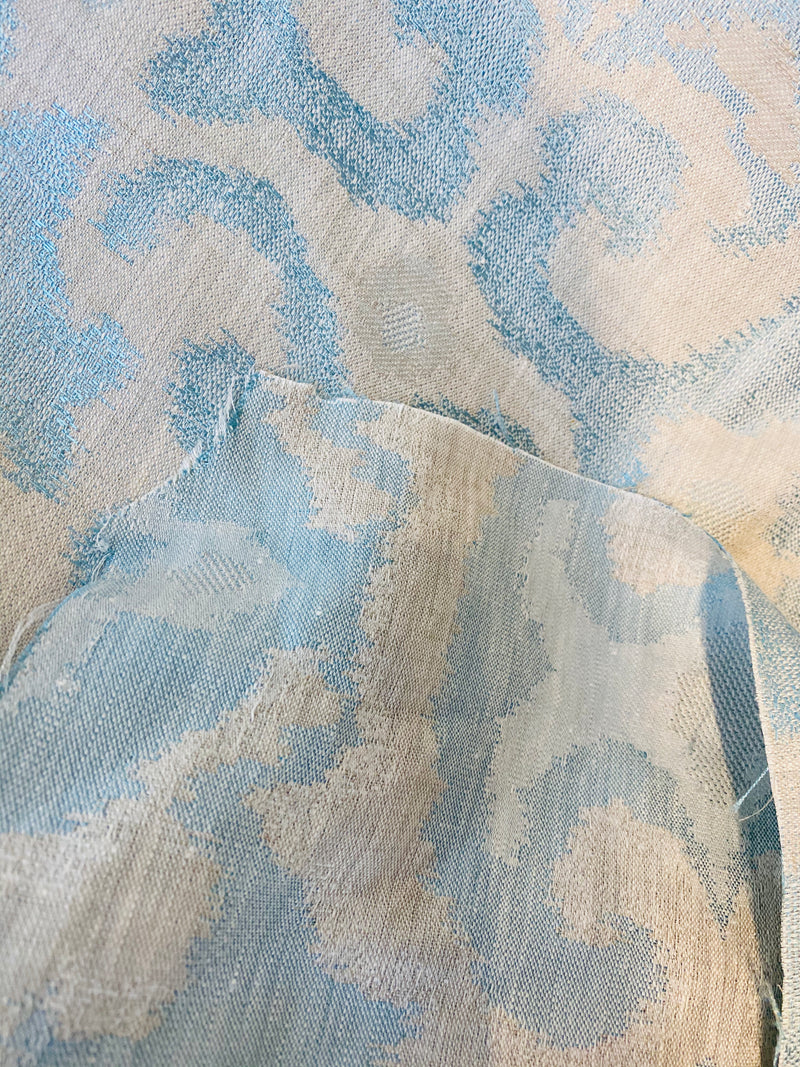 NEW COLOR! Duke Drake Novelty Imported 100% Linen Woven Medallion Fabric Blue and White