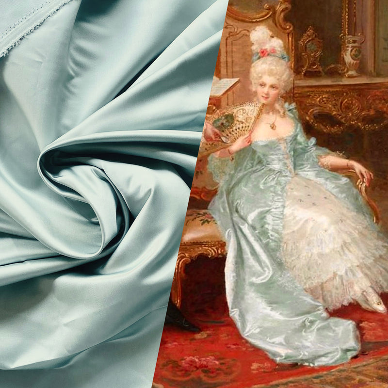 NEW Queen of England “Faux Silk Satin” Fabric- Light Blue
