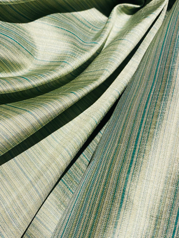 NEW! Lady Bridgette 100% Silk Dupioni Teal & Green Pinstripe Stripe Fabric - Fancy Styles Fabric Pierre Frey Lee Jofa Brunschwig & Fils