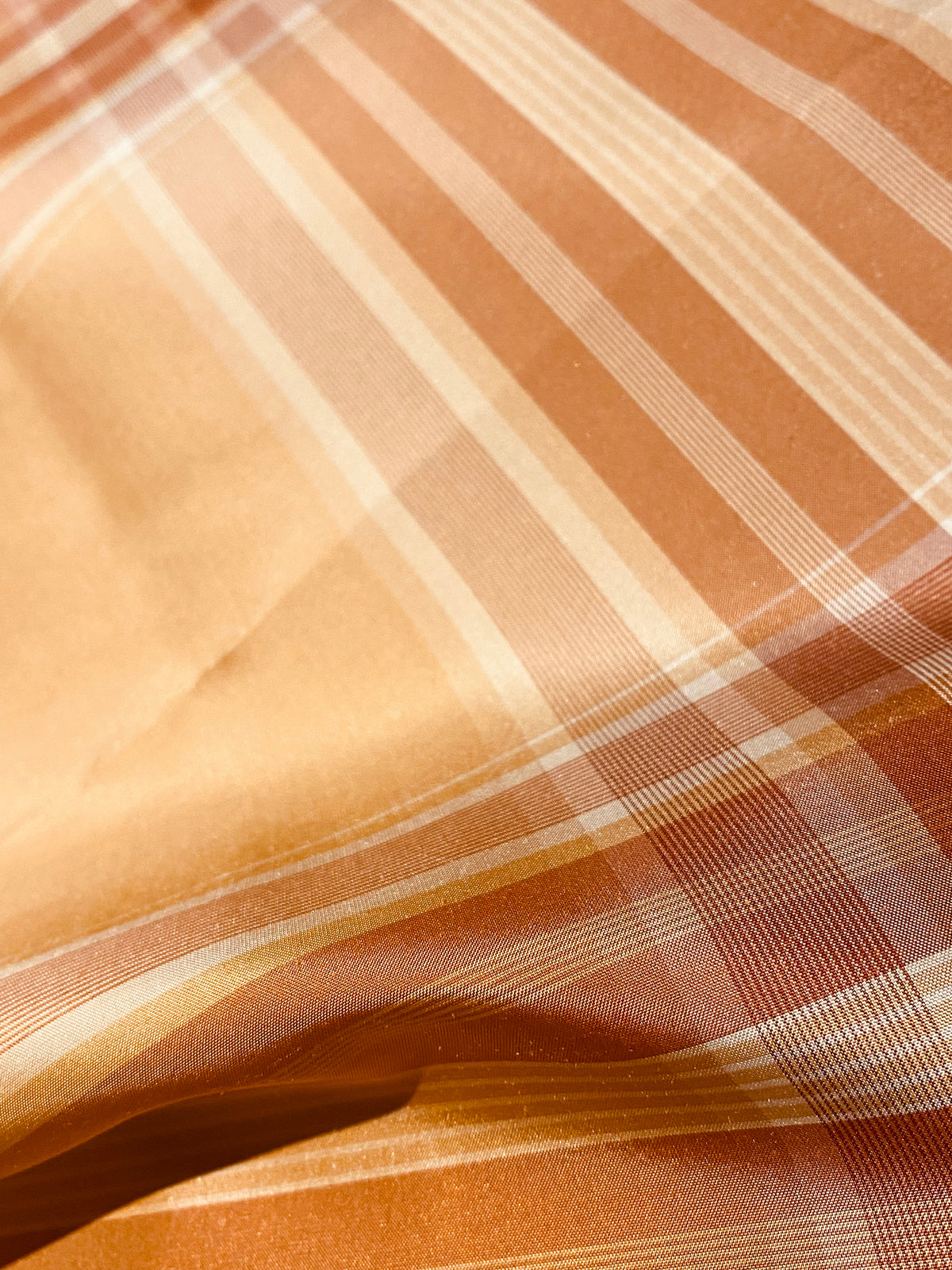 NEW Lady Pippy 100% Silk Taffeta Peach Plaid Fabric SB_6_34 - Fancy Styles Fabric Pierre Frey Lee Jofa Brunschwig & Fils