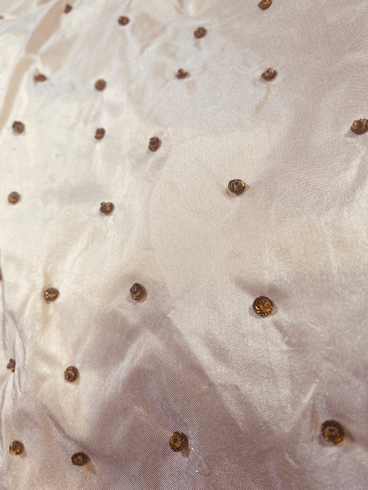 NEW Novelty Couture 100% Silk Taffeta Copper Crystal Beaded Fabric Cream - Fancy Styles Fabric Pierre Frey Lee Jofa Brunschwig & Fils