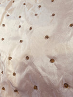 NEW Novelty Couture 100% Silk Taffeta Copper Crystal Beaded Fabric Cream