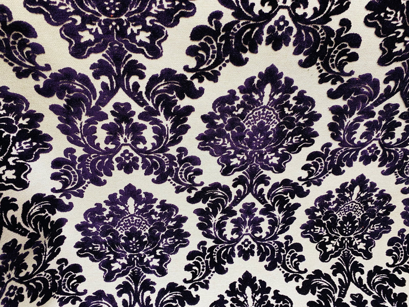 NEW! Duke Gabriel Designer Damask Burnout Chenille Velvet Fabric - Purple - Fancy Styles Fabric Pierre Frey Lee Jofa Brunschwig & Fils