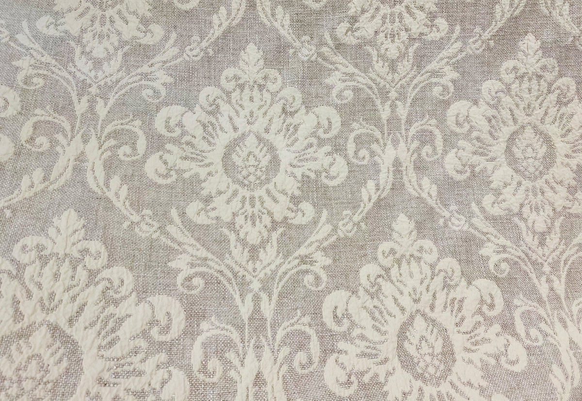 NEW! SALE! Duchess Sally 100% Linen Woven Medallion Fabric- Stone - Fancy Styles Fabric Pierre Frey Lee Jofa Brunschwig & Fils
