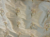 NEW Princess Cyrena 100% Silk Dupioni Embroidered Fabric Light Old Gold- SB_3_16 - Fancy Styles Fabric Pierre Frey Lee Jofa Brunschwig & Fils