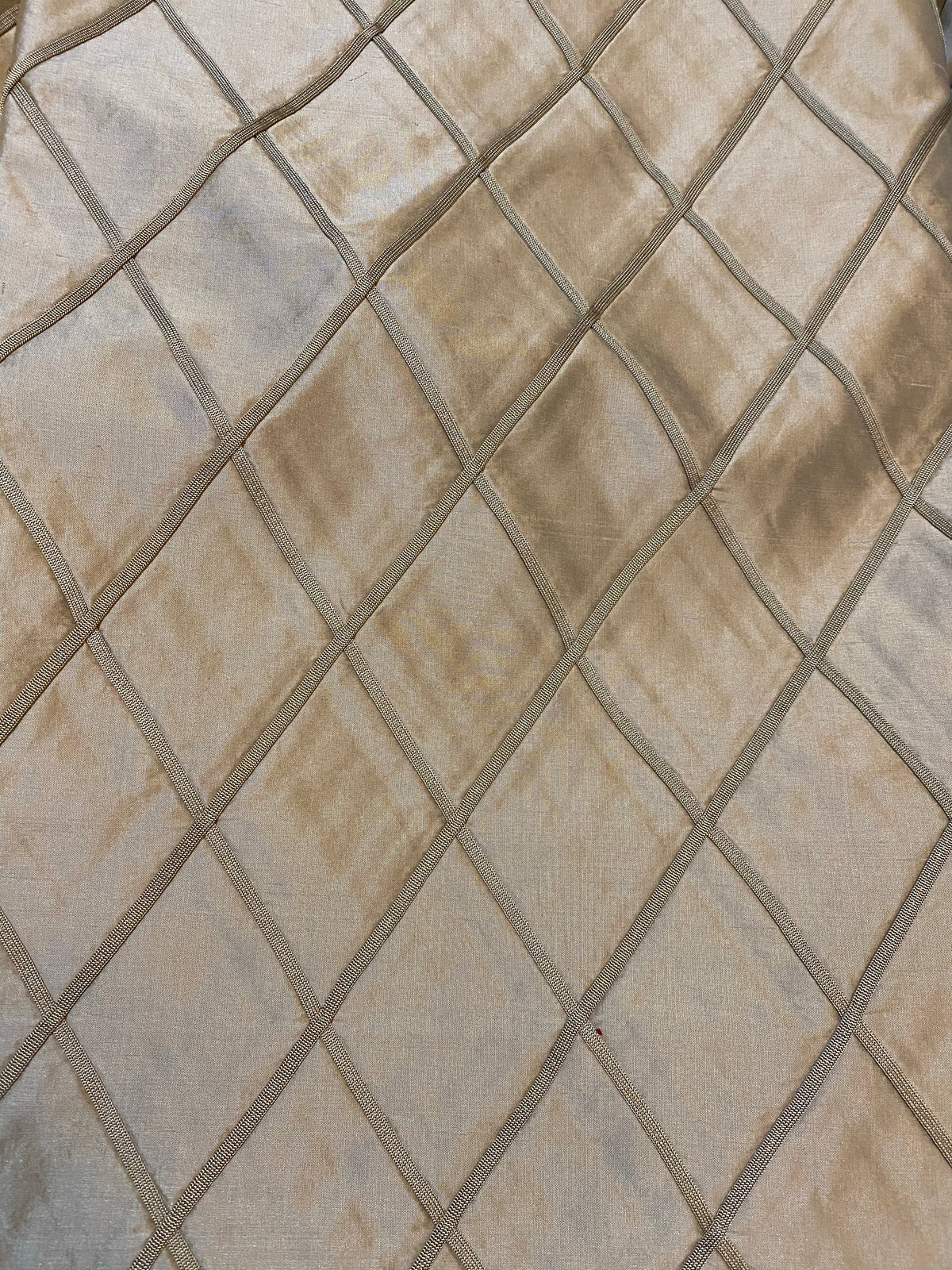 NEW Queen Peyton 100% Silk Satin Quilted Designer Fabric- Gold - Fancy Styles Fabric Pierre Frey Lee Jofa Brunschwig & Fils