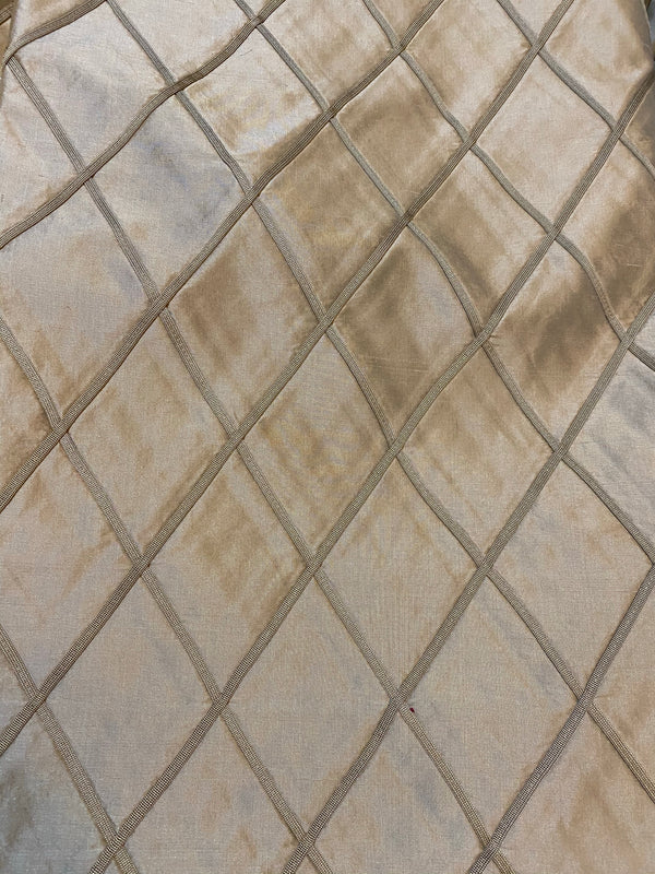 NEW Queen Peyton 100% Silk Satin Quilted Designer Fabric- Gold - Fancy Styles Fabric Pierre Frey Lee Jofa Brunschwig & Fils
