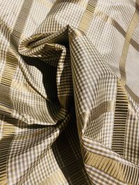 NEW Miss Jaqueline Designer 100% Silk Taffeta Gingham Ribbon Square Stripes Fabric - Old Gold SB_6_29 - Fancy Styles Fabric Pierre Frey Lee Jofa Brunschwig & Fils