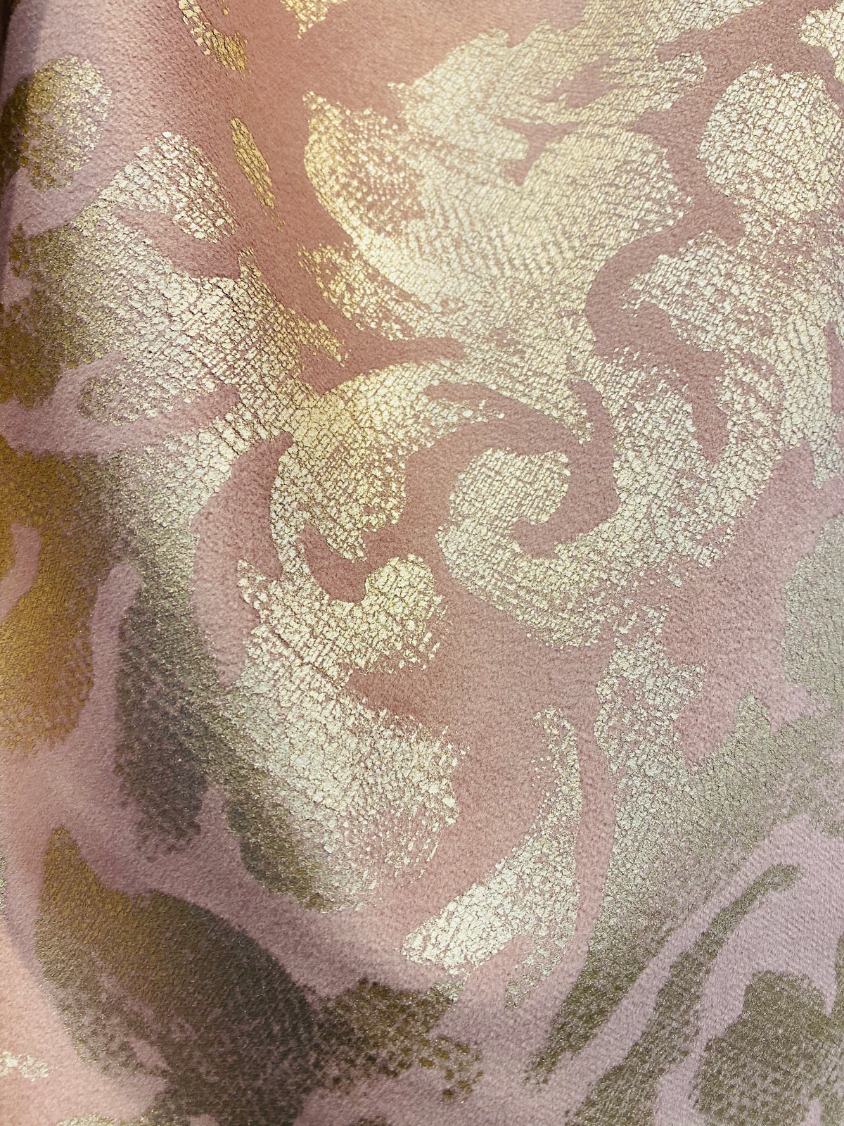NEW! Lady Calentine Designer Burnout Antique Inspired Velvet Fabric Pink And Gold - Fancy Styles Fabric Pierre Frey Lee Jofa Brunschwig & Fils