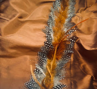 NEW! Queen Liza Novelty Couture 100% Silk Taffeta with Feather Stripes Fabric - Copper - Fancy Styles Fabric Pierre Frey Lee Jofa Brunschwig & Fils