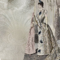 NEW Queen Lita 100% Silk Jacquard Lightweight Paisley Fabric - Cream- SB_8_1 - Fancy Styles Fabric Pierre Frey Lee Jofa Brunschwig & Fils