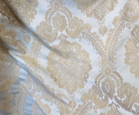 NEW! Prince Prescott Brocade Medallion Satin Fabric- Peach Gold and White - Fancy Styles Fabric Pierre Frey Lee Jofa Brunschwig & Fils